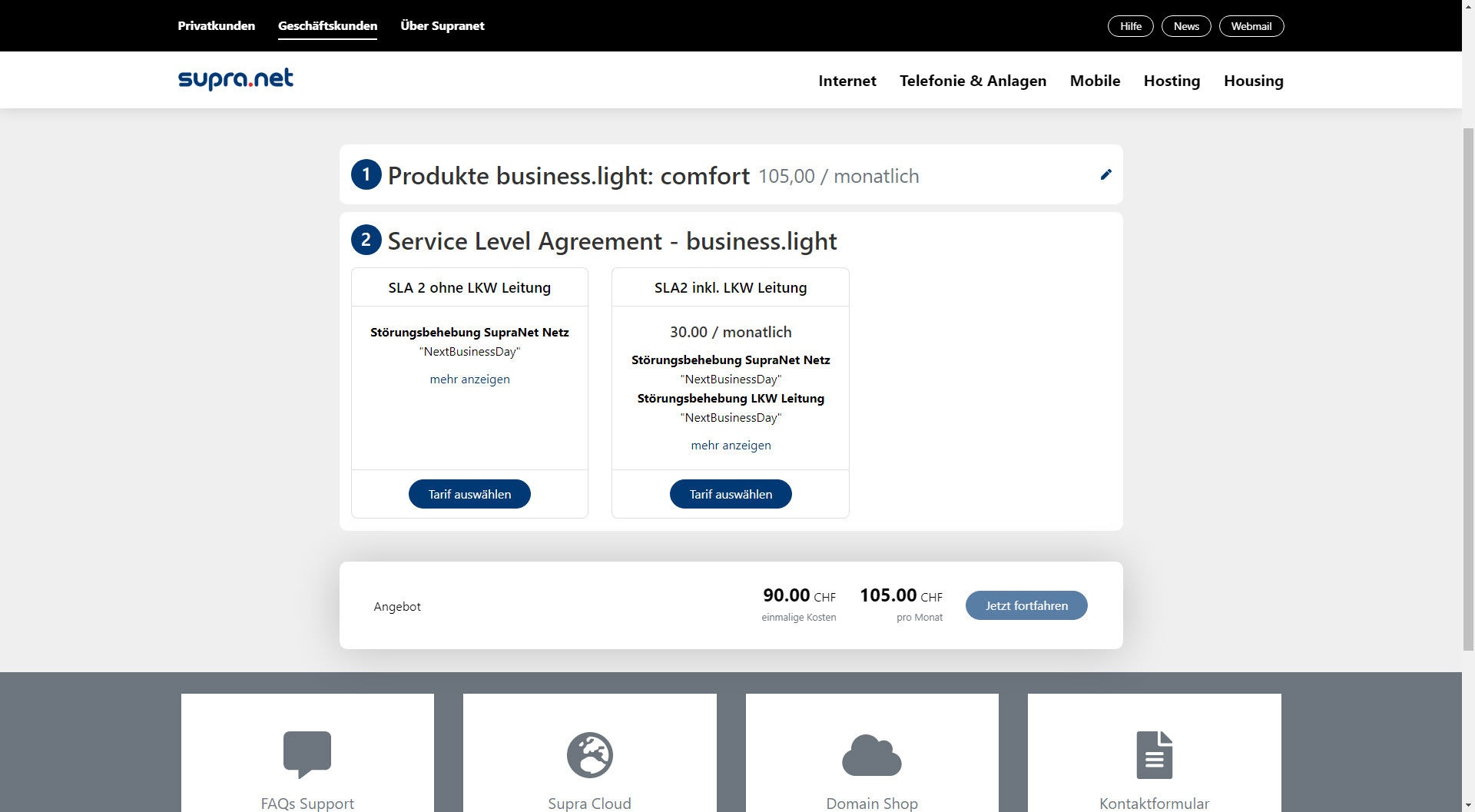 Supranet-Interaktives Bestellformular